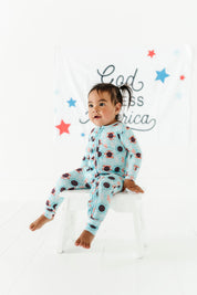 USA Sunglasses Ruffled Zipper Onesie