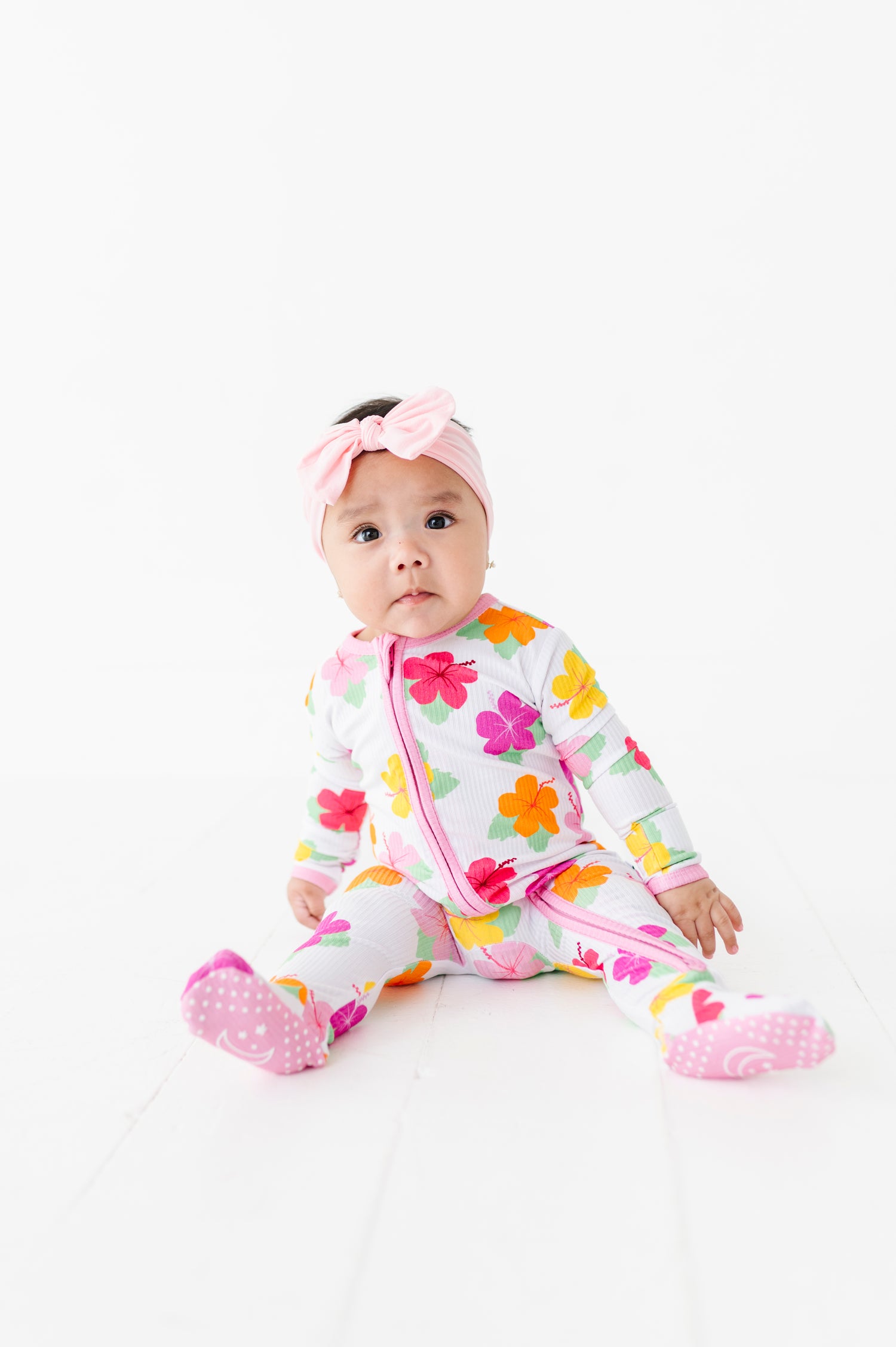 Hawaiian Flowers Zipper Onesie