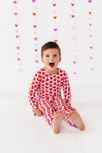 Red Affirmation Heart Two Piece Long Pajama Set