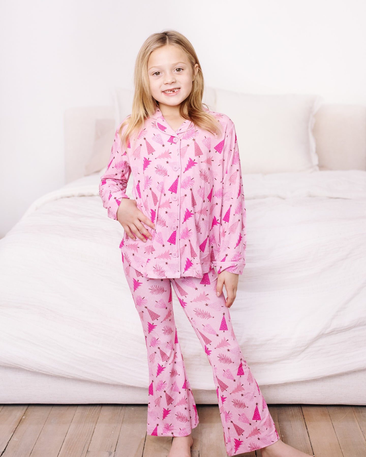 Pink Pine Tree Girls Flare Set