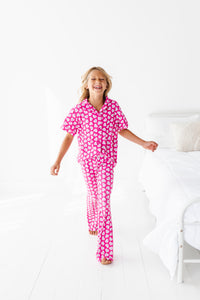 Pink Affirmation Heart Girls Flare Lounge Set