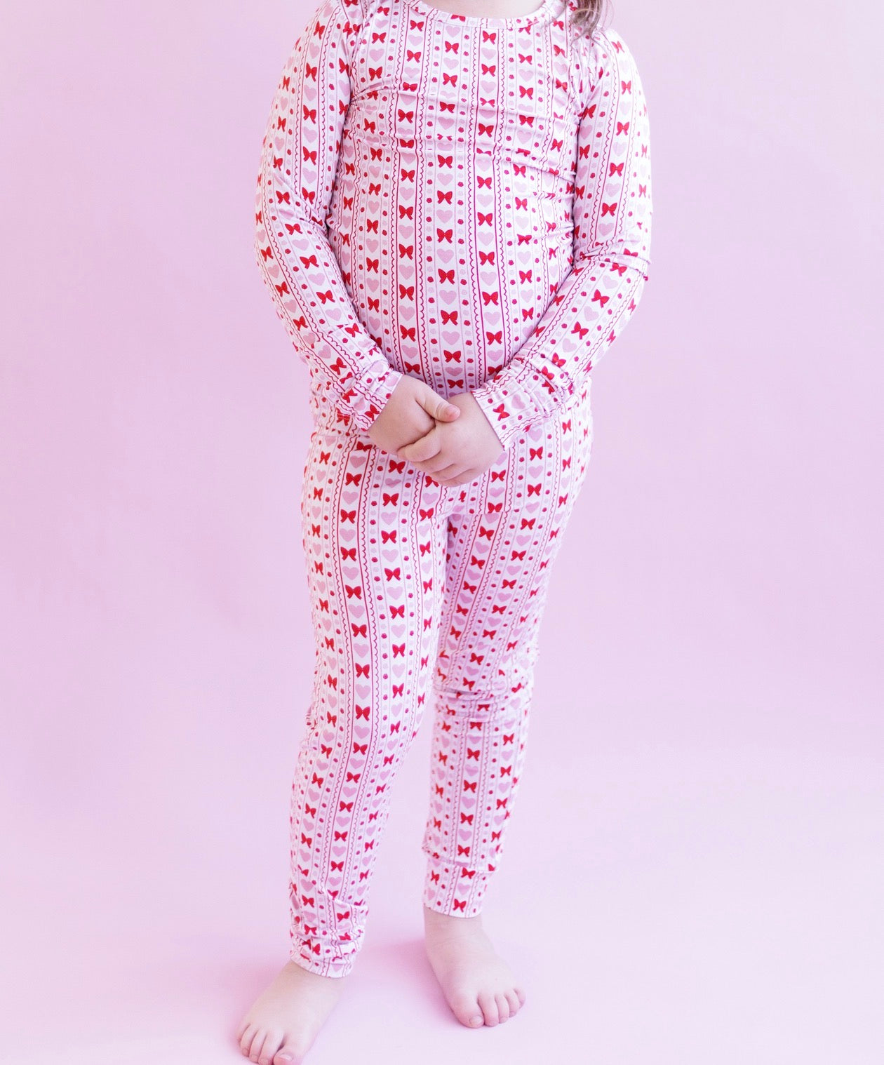Heart and Bow Two Piece Pajama Set