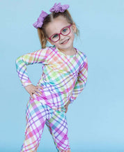 Pastel Plaid Two Piece Pajama Set