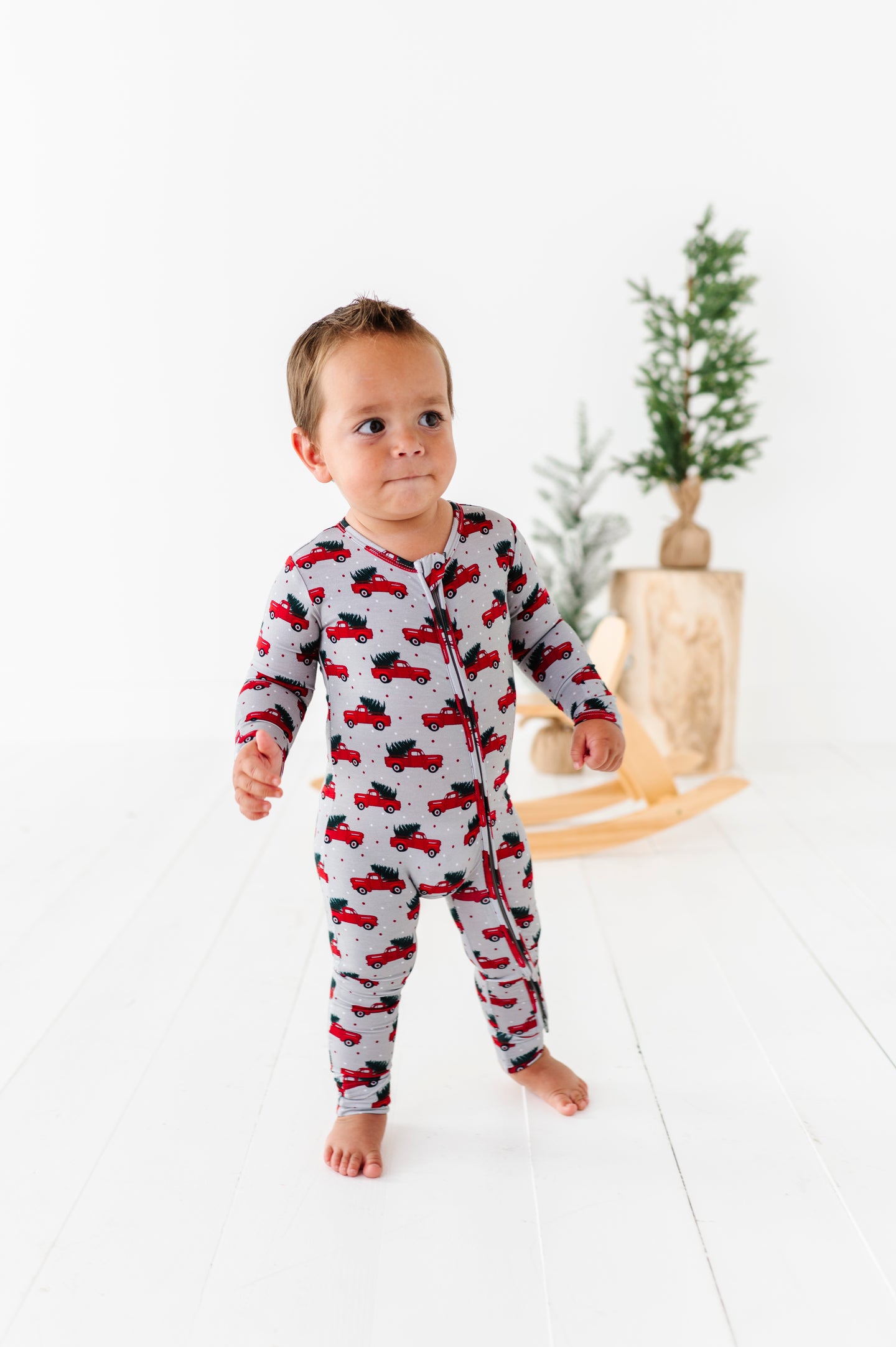 Christmas Trucks Convertible Onesie