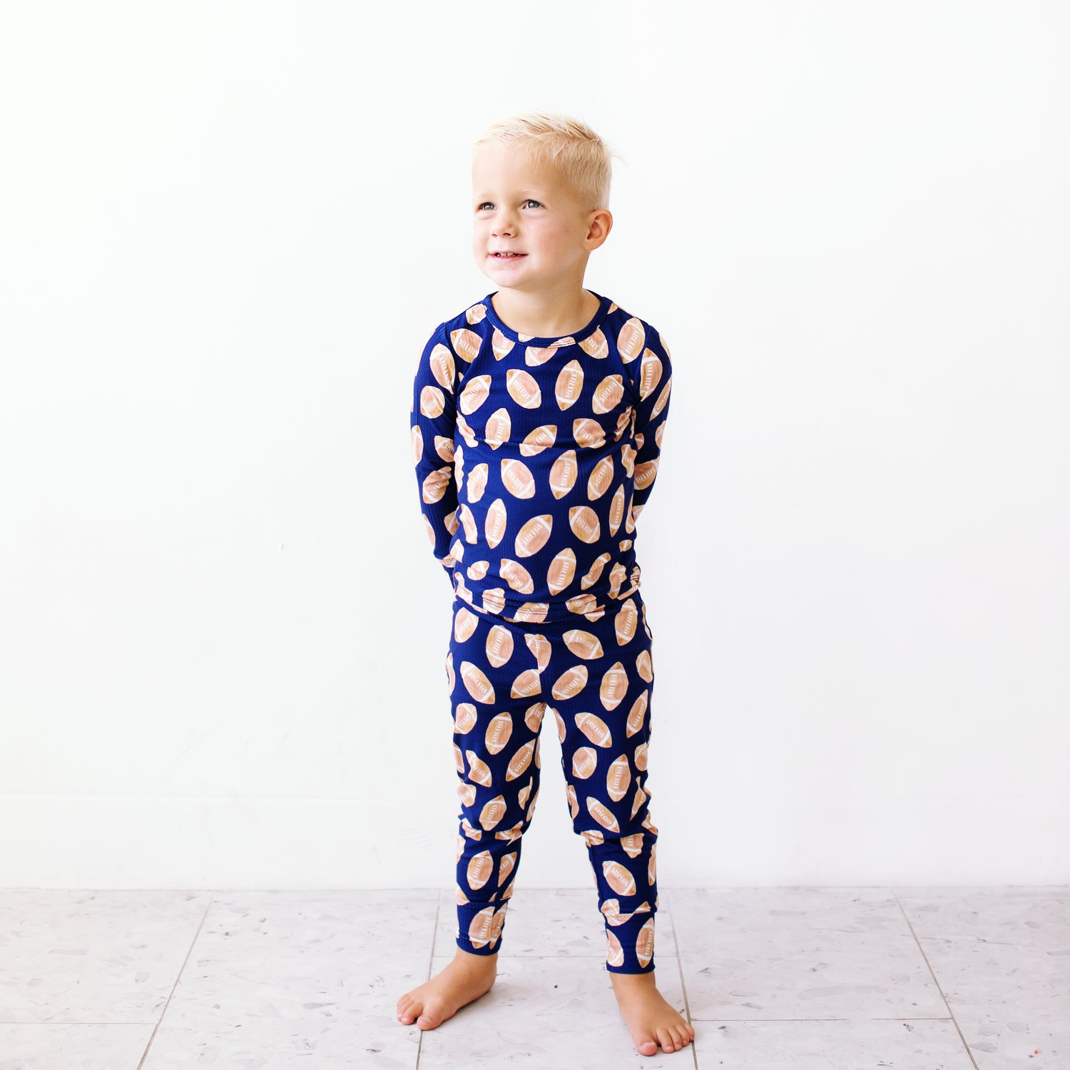 Ribbed Football Two Piece Pajama Set