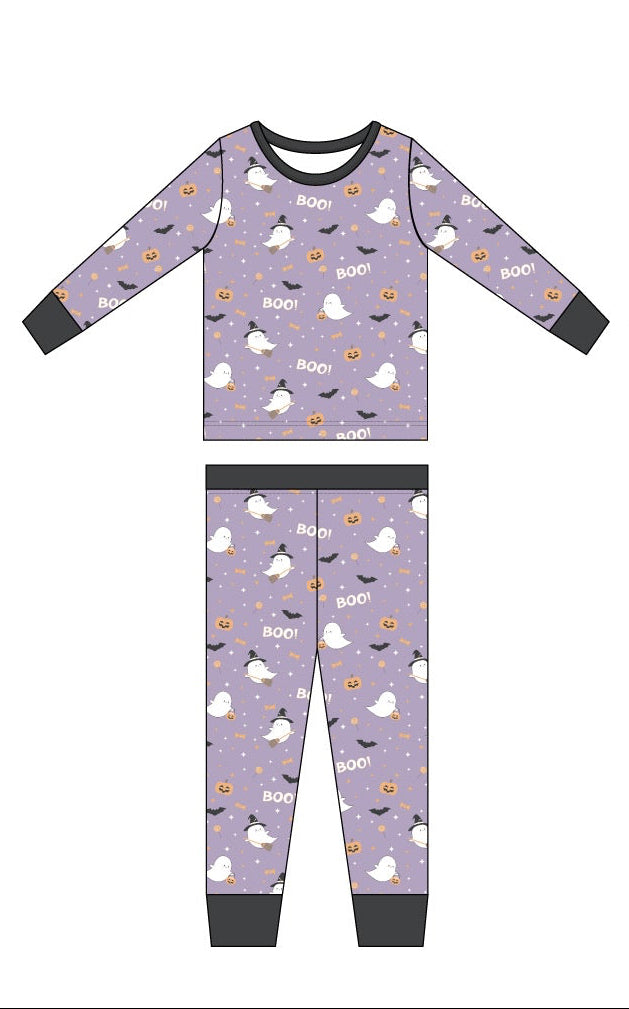 Happy Spooky Purple Two Piece Pajama Set