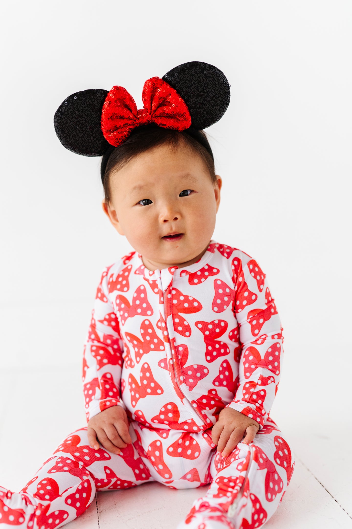 Red Bow convertible foot Onesie