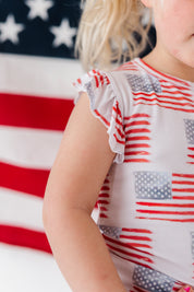 American Flag Ruffle Short Set