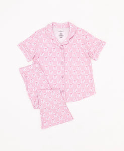 Pink Check with Bow Girls Flare Set