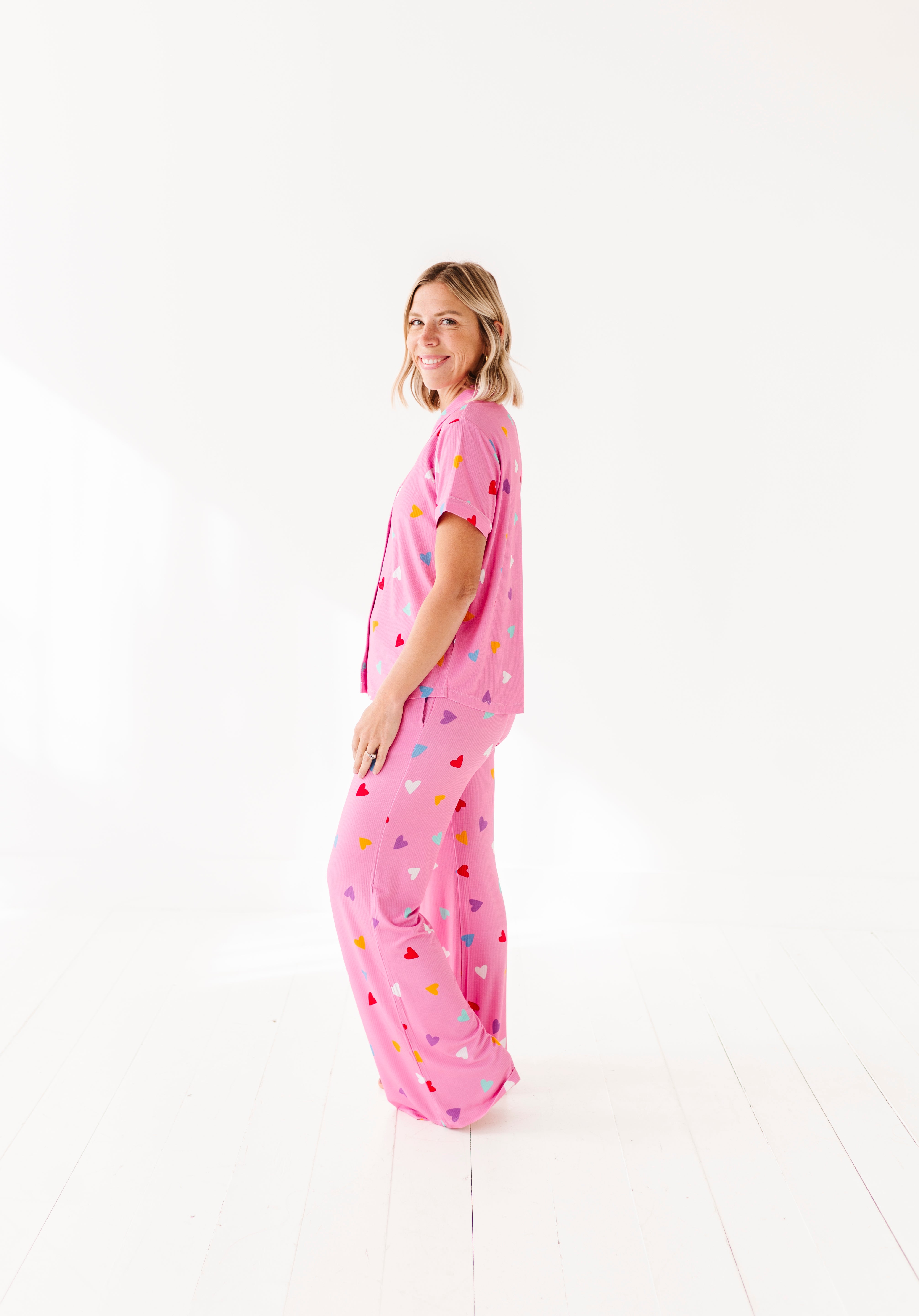 Colorful Hearts Ribbed Women's Flare Set