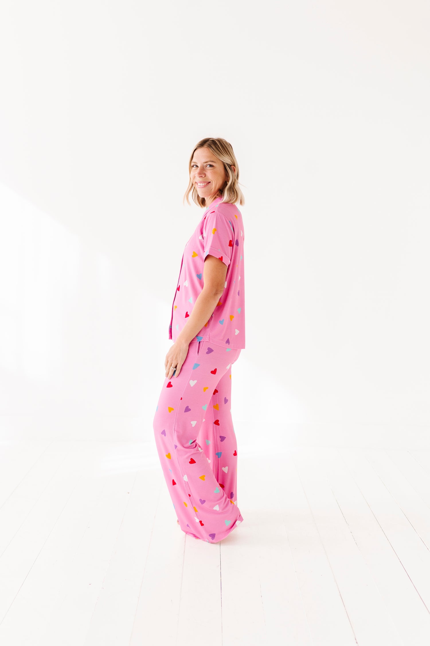 Colorful Hearts Ribbed Women's Flare Set