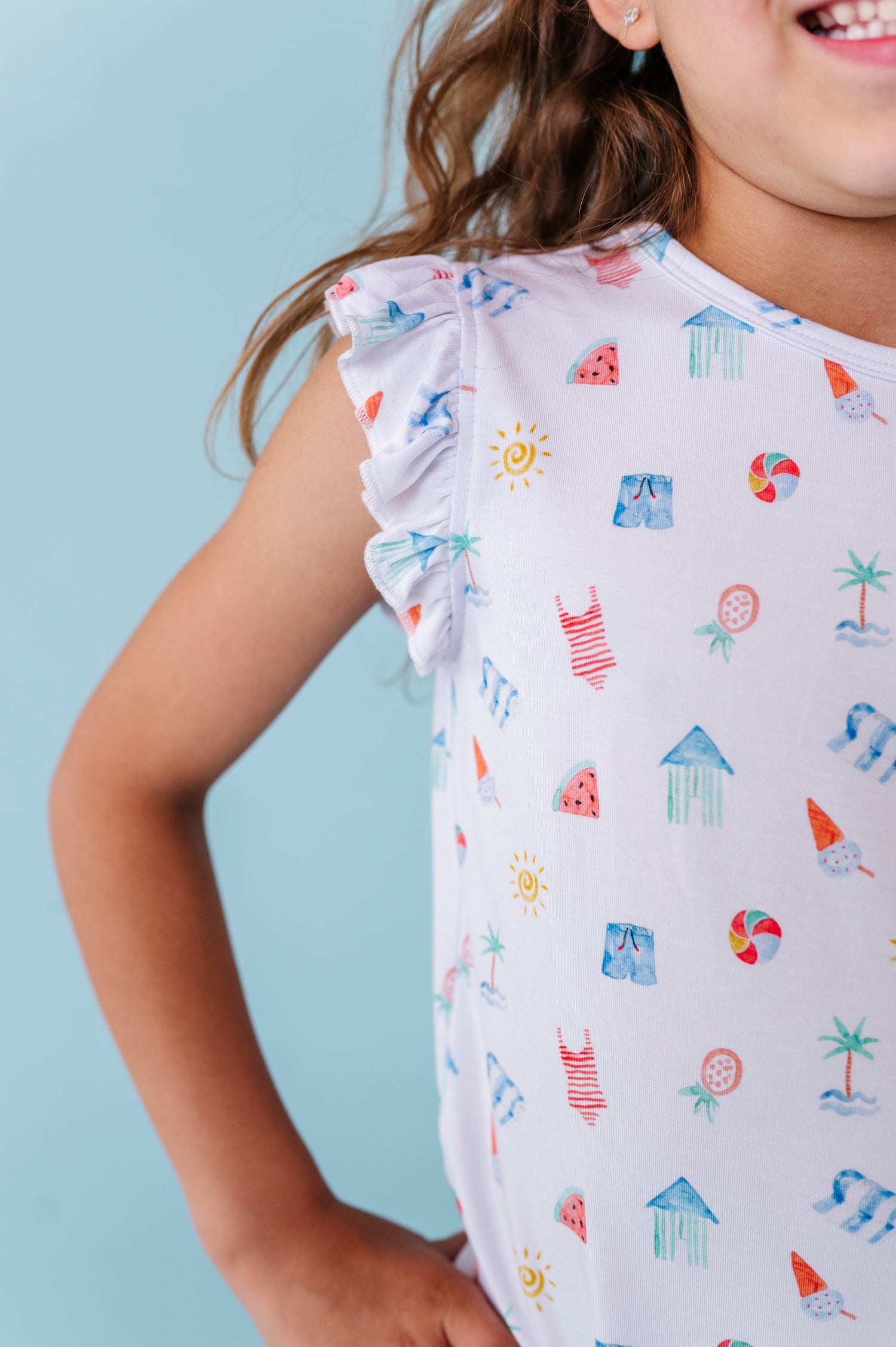 Beach Scene Ruffle Short Set