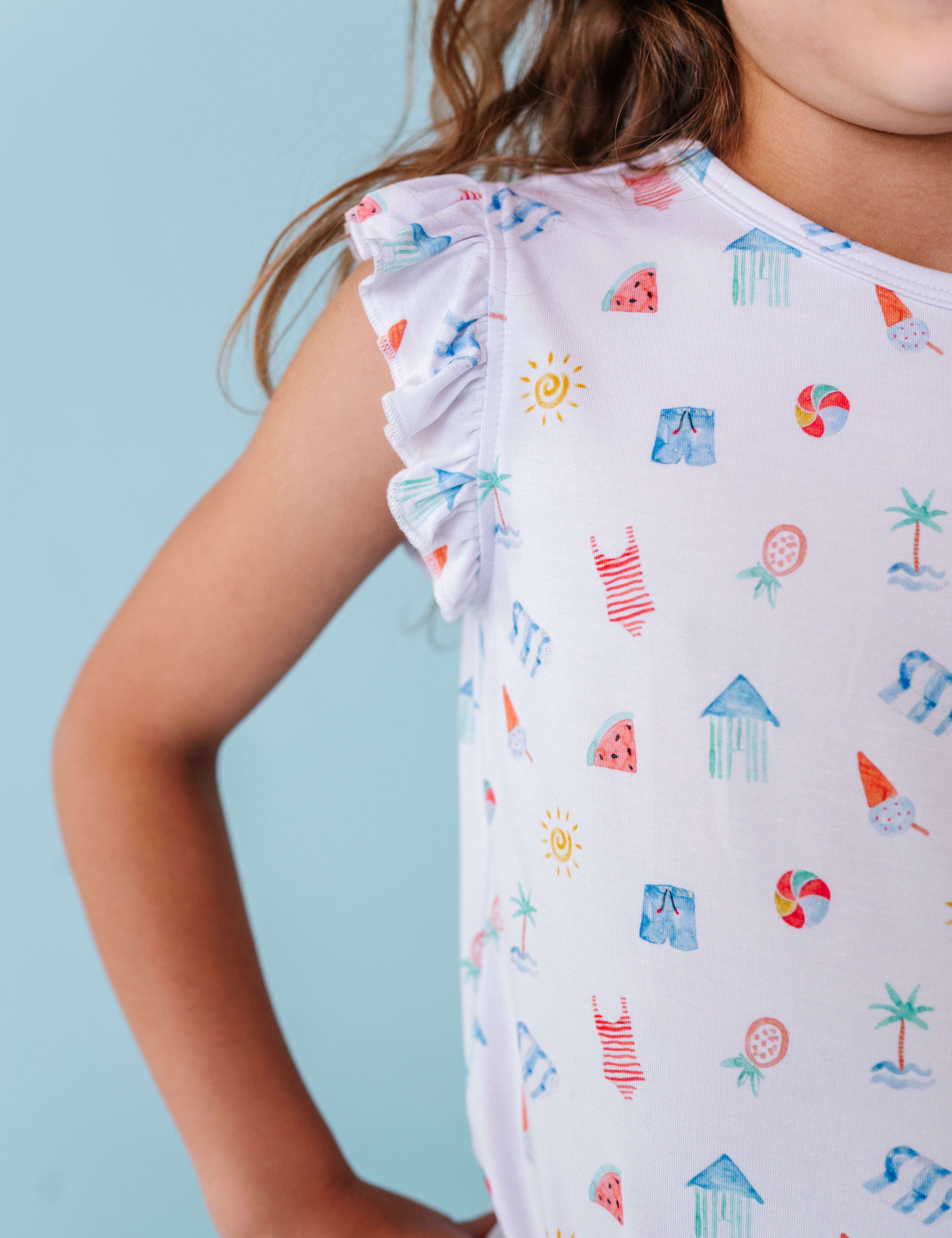 Beach Scene Ruffle Short Set