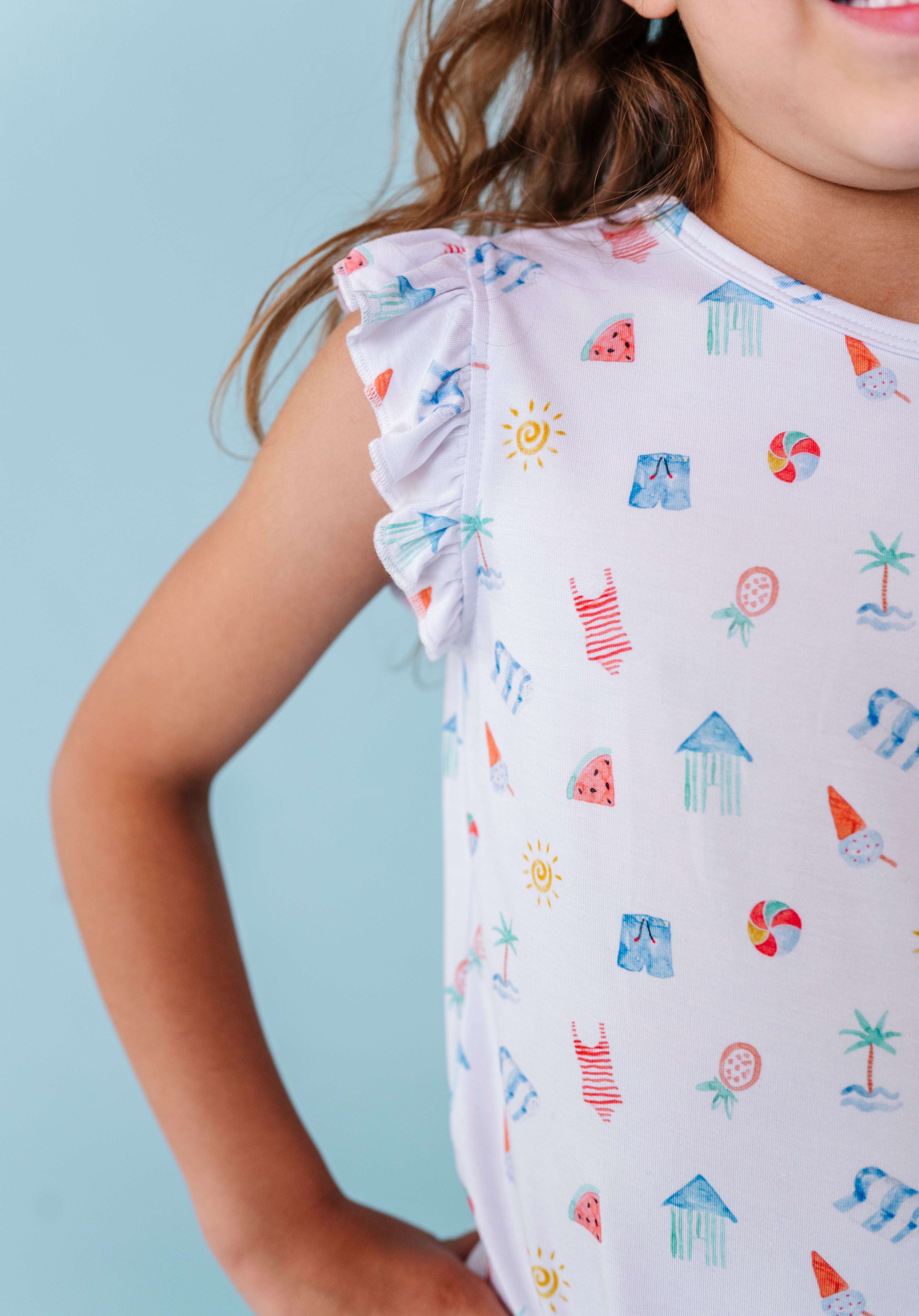 Beach Scene Ruffle Short Set