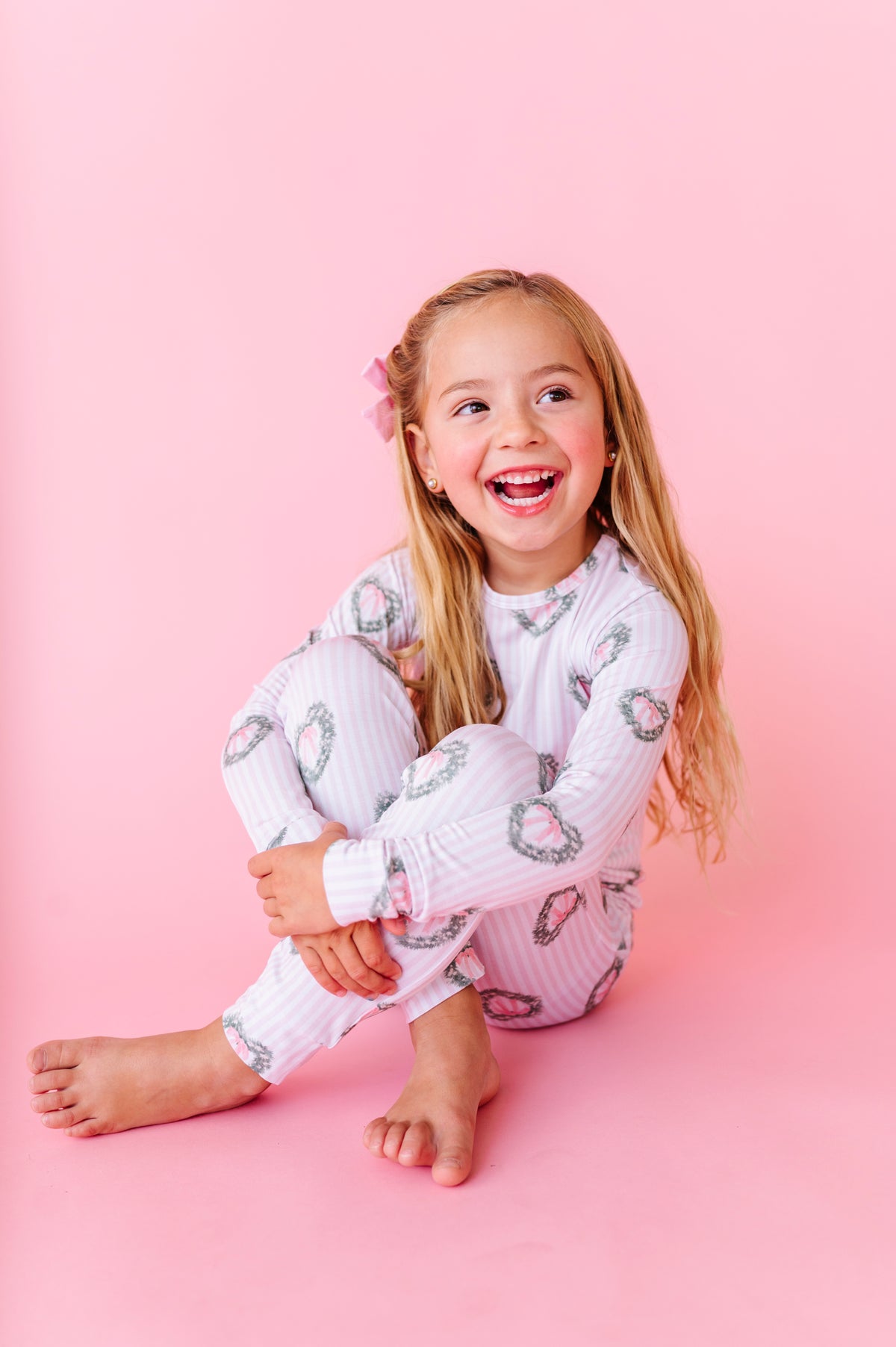 Holiday Heart Wreath Two Piece Pajama Set