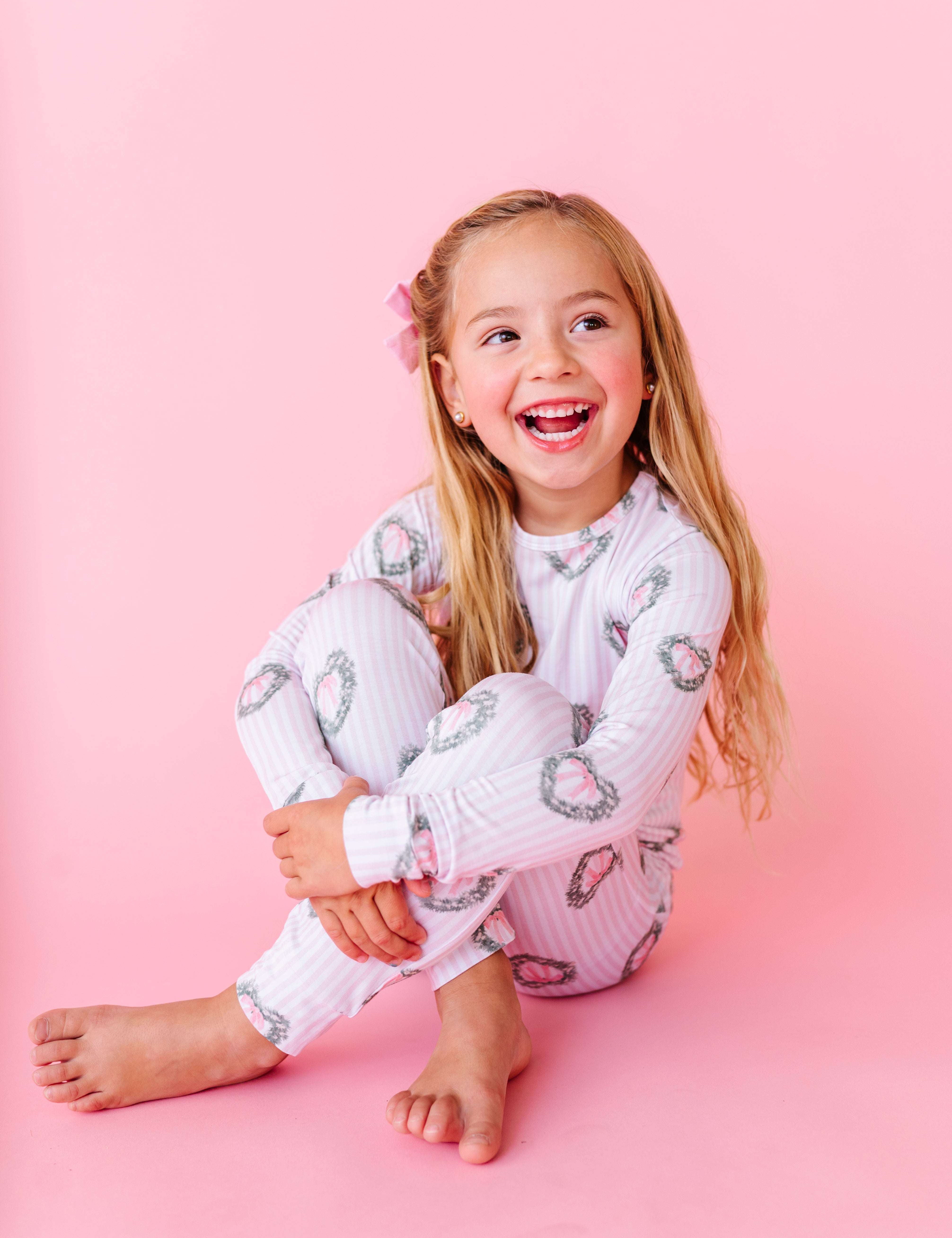 Holiday Heart Wreath Two Piece Pajama Set