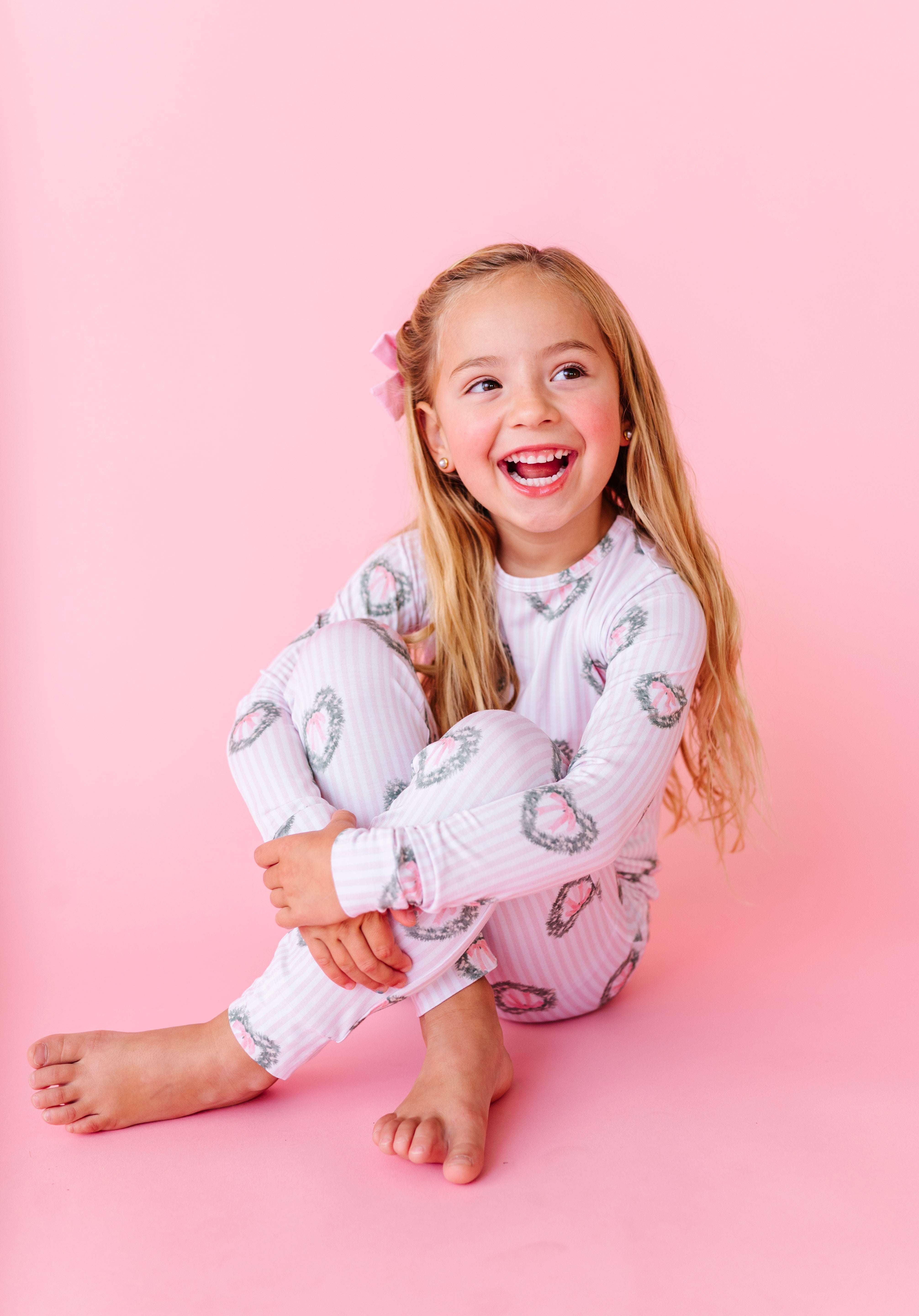 Holiday Heart Wreath Two Piece Pajama Set