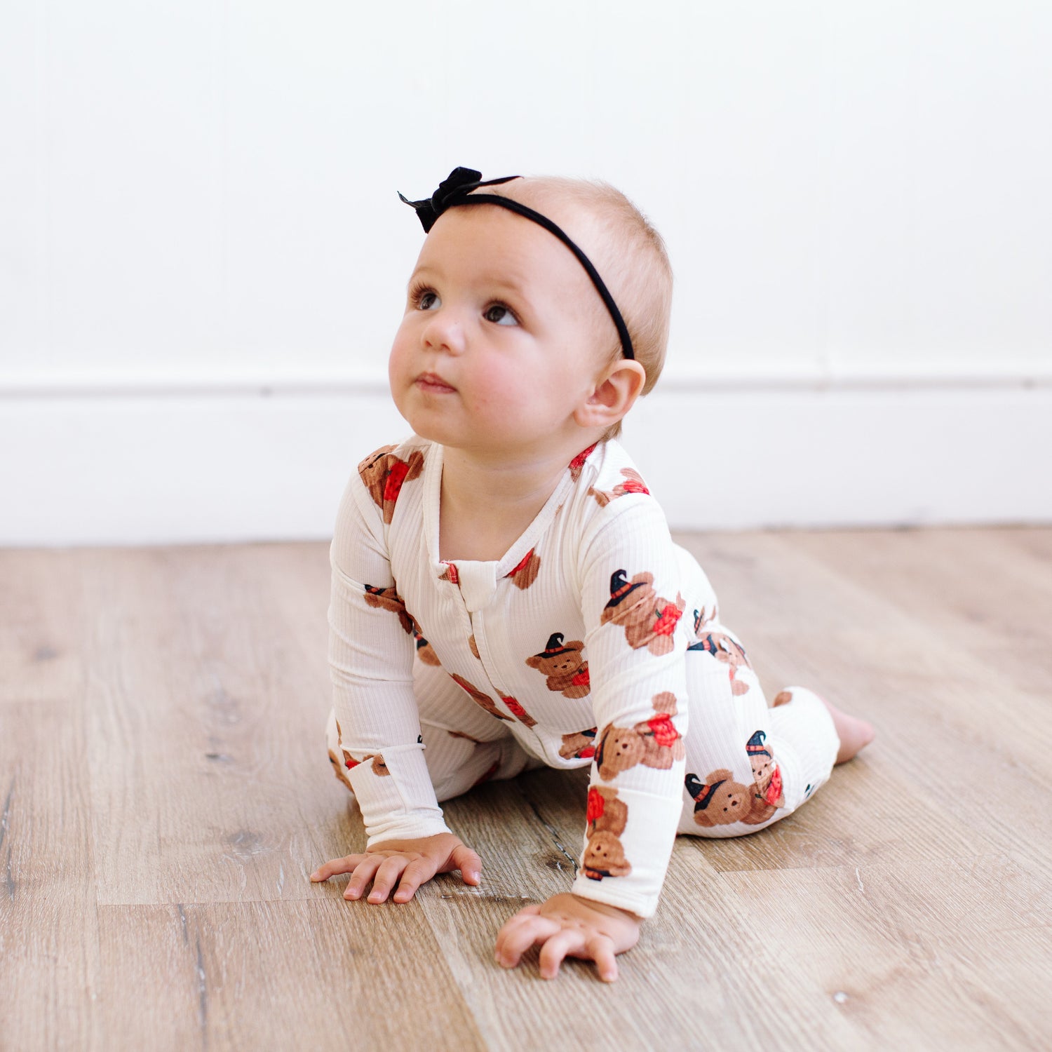 Halloween Bear Ribbed Zipper Onesie