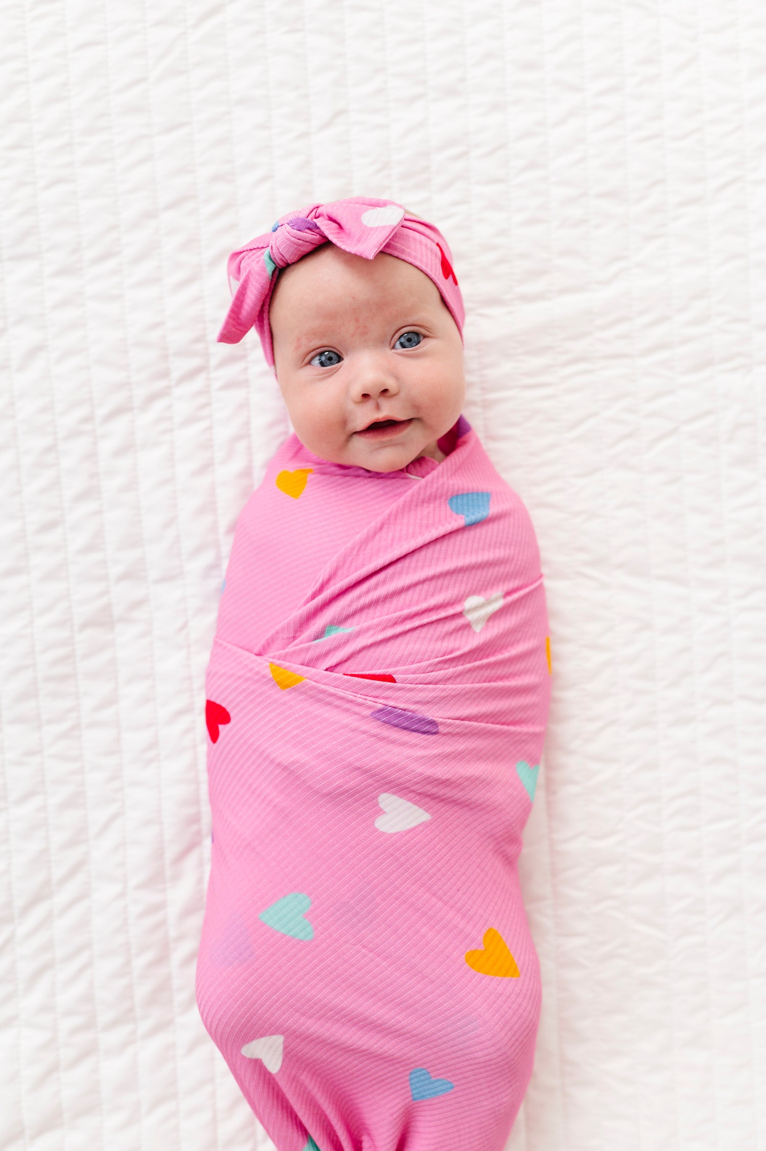 Colorful Hearts Ribbed Swaddle