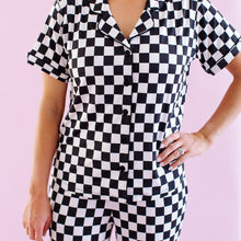 Load image into Gallery viewer, Black and White Checks Womens Pajama Set
