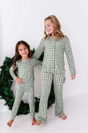 Green Gingham Girls Flare Set
