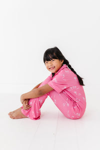 Pink Palm Girls Flare Set