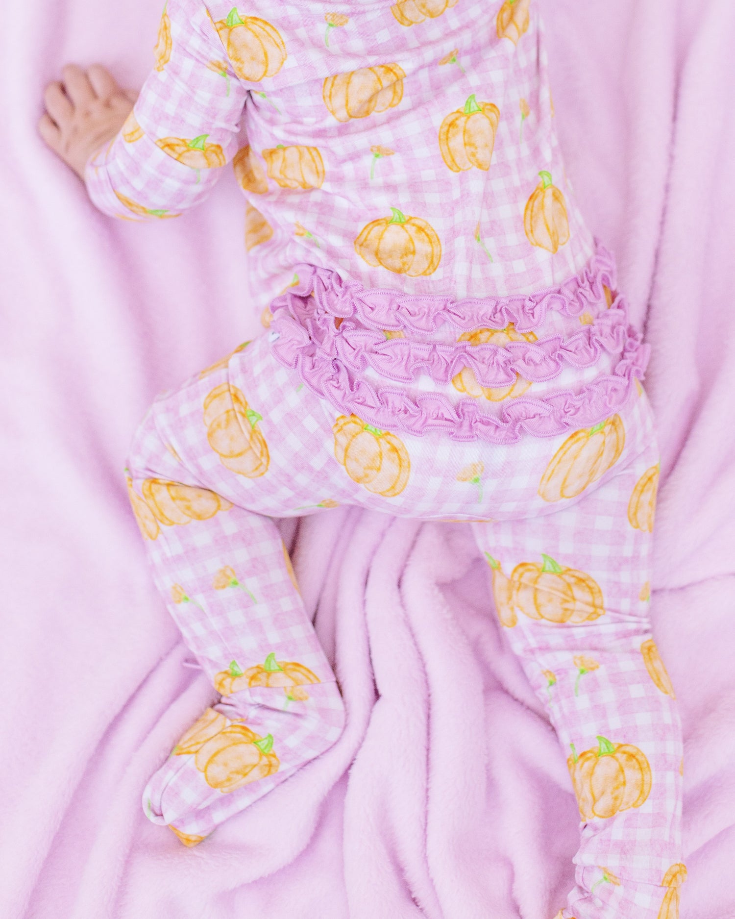 Pink Gingham Pumpkin Zipper Onesie