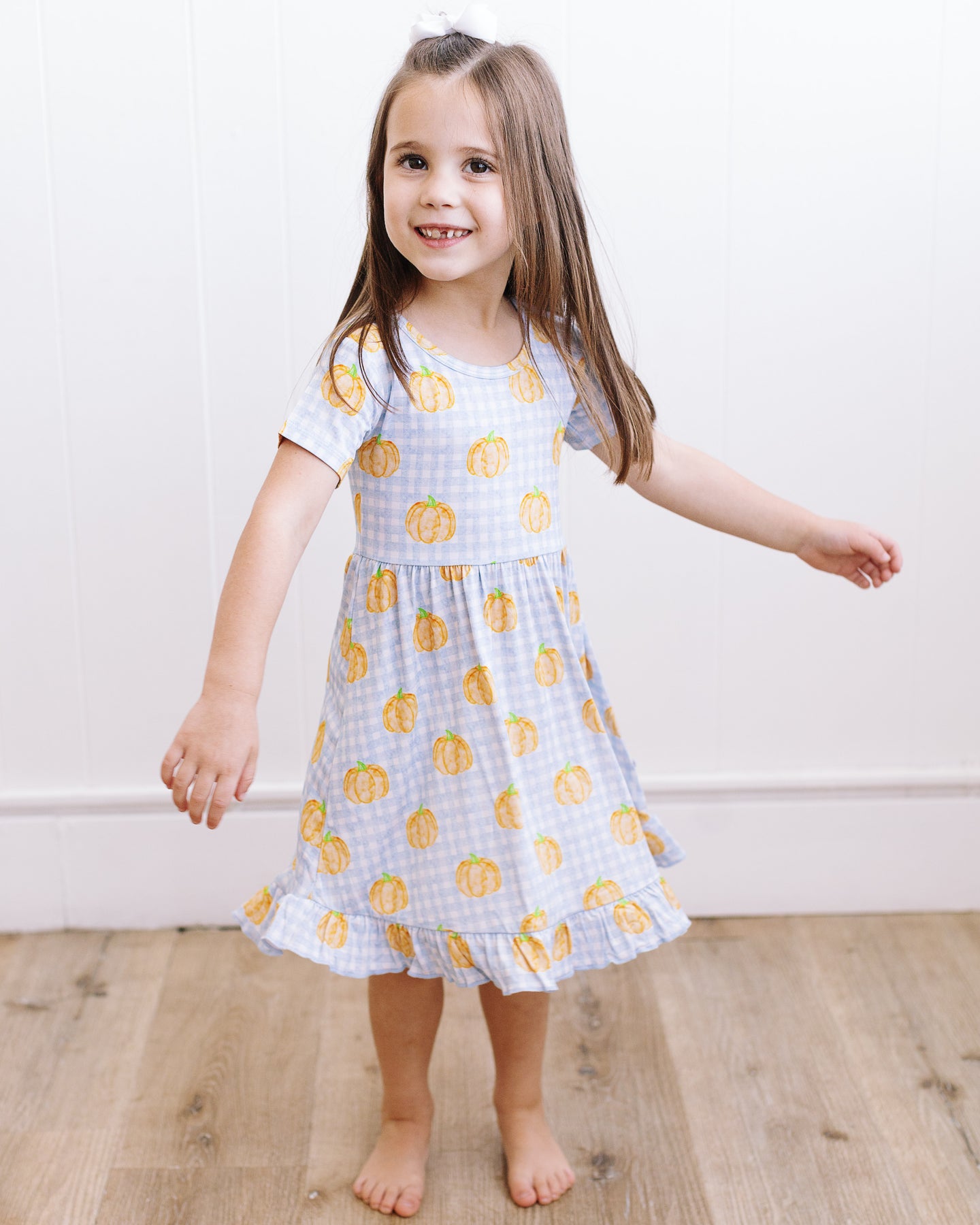 Blue Gingham Pumpkin Dress
