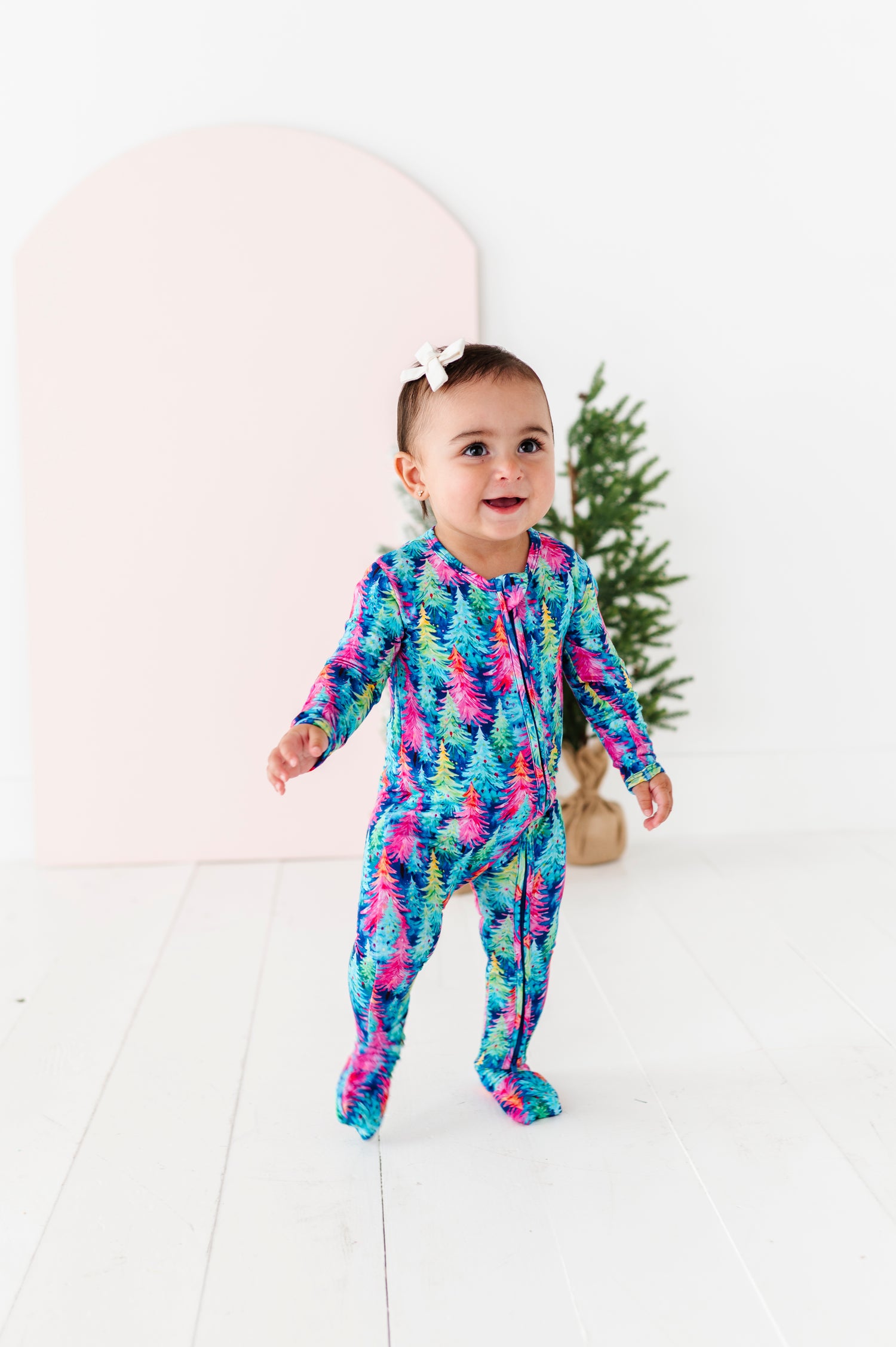 Colorful Pine Trees Zipper Onesie