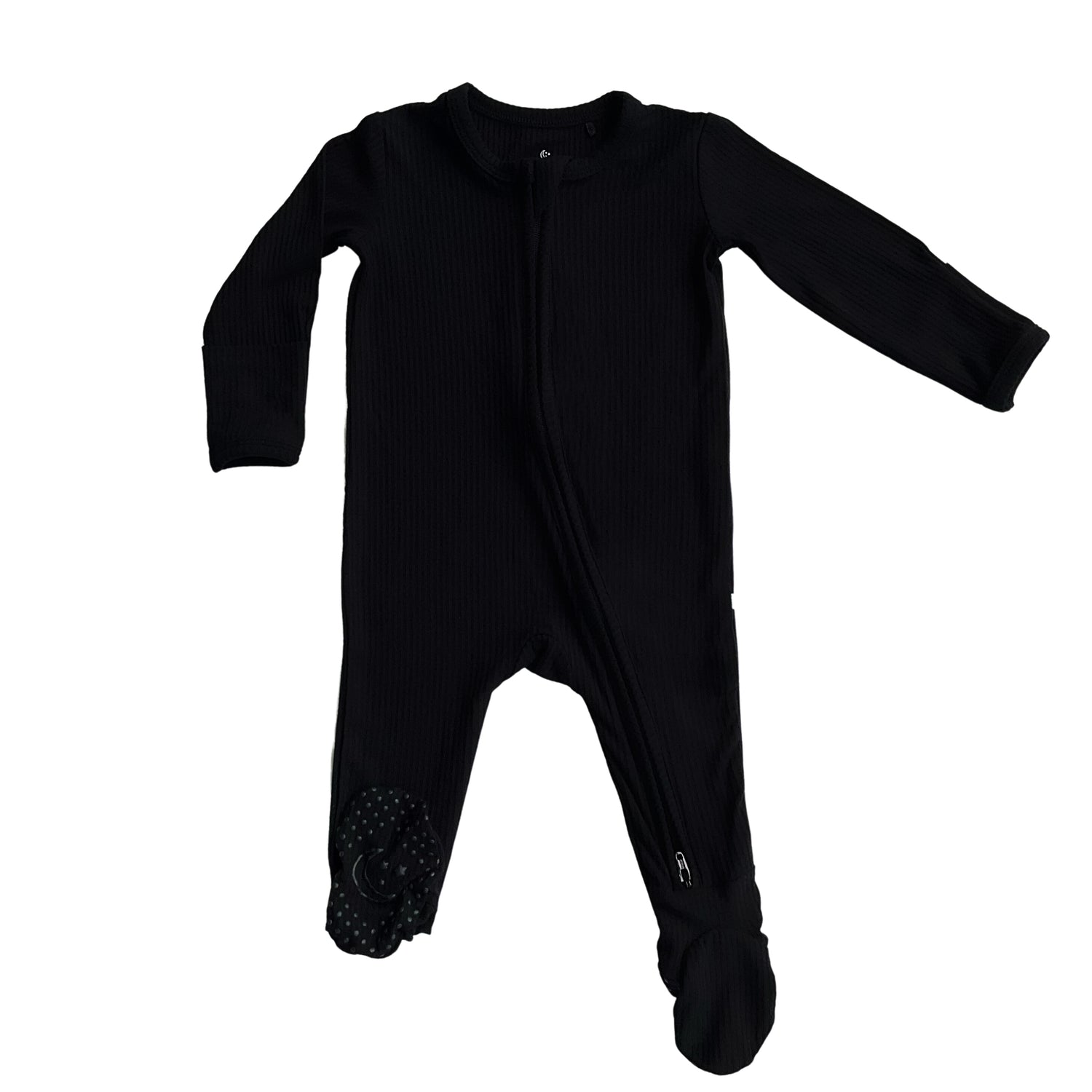 Black Ribbed Zipper Onesie