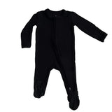 Black Ribbed Zipper Onesie