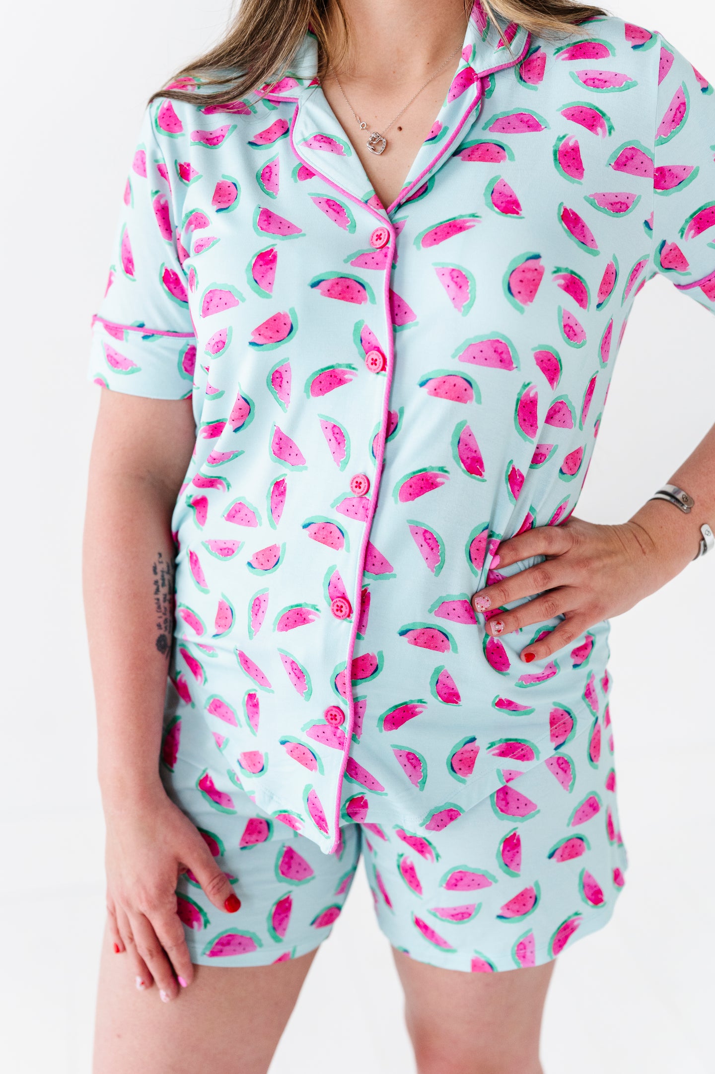 Watermelon Women’s Button Down Short Set