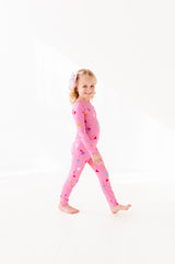 Colorful Hearts Ribbed Two-Piece Pajama Set