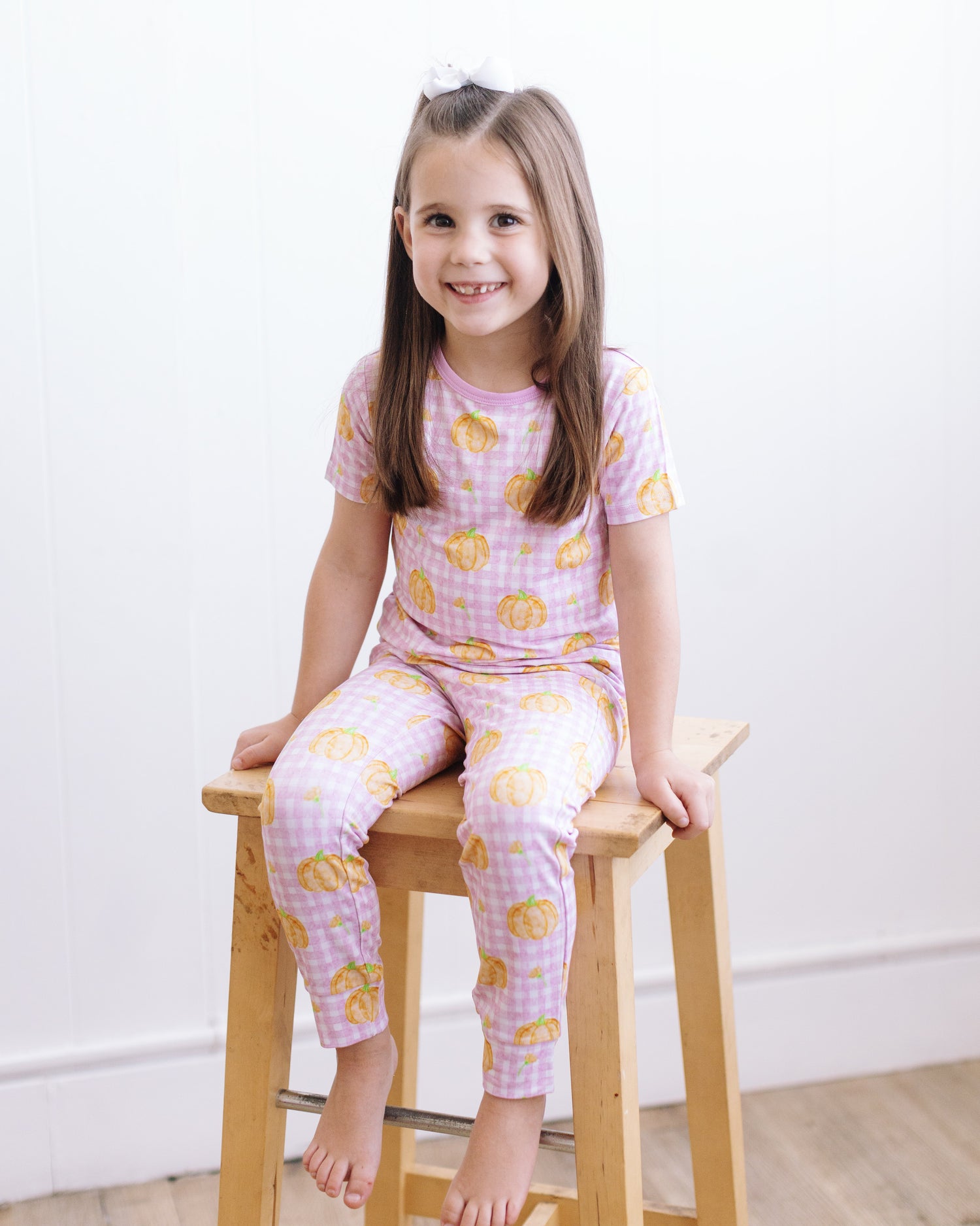 Pink Gingham Pumpkin Two Piece Set