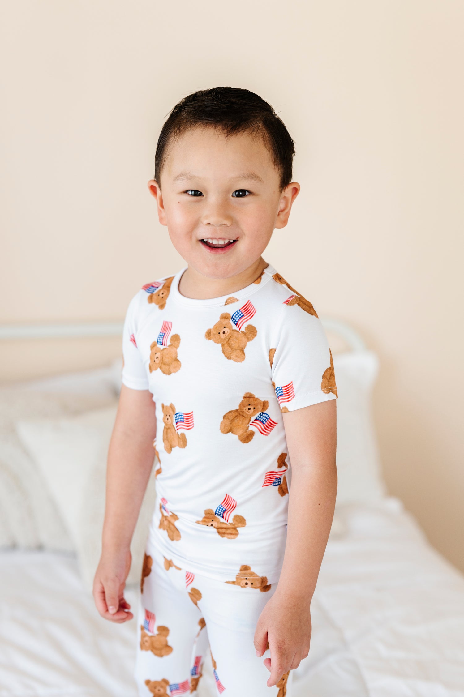 American Bear and Flags Two Piece Pajama Set