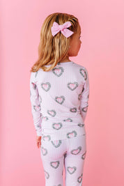 Holiday Heart Wreath Two Piece Pajama Set