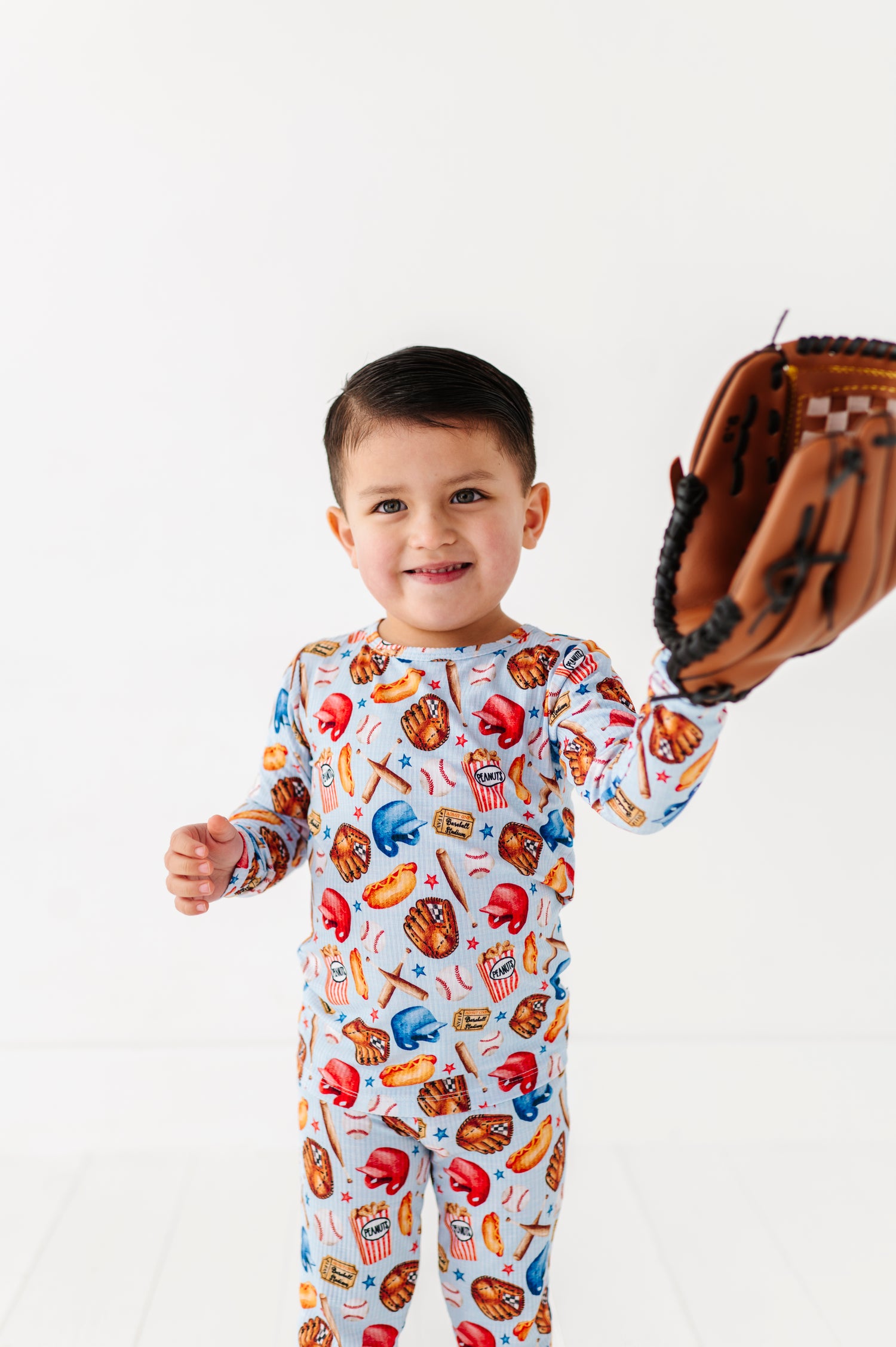 Ribbed Baseball Two Piece Pajama Set