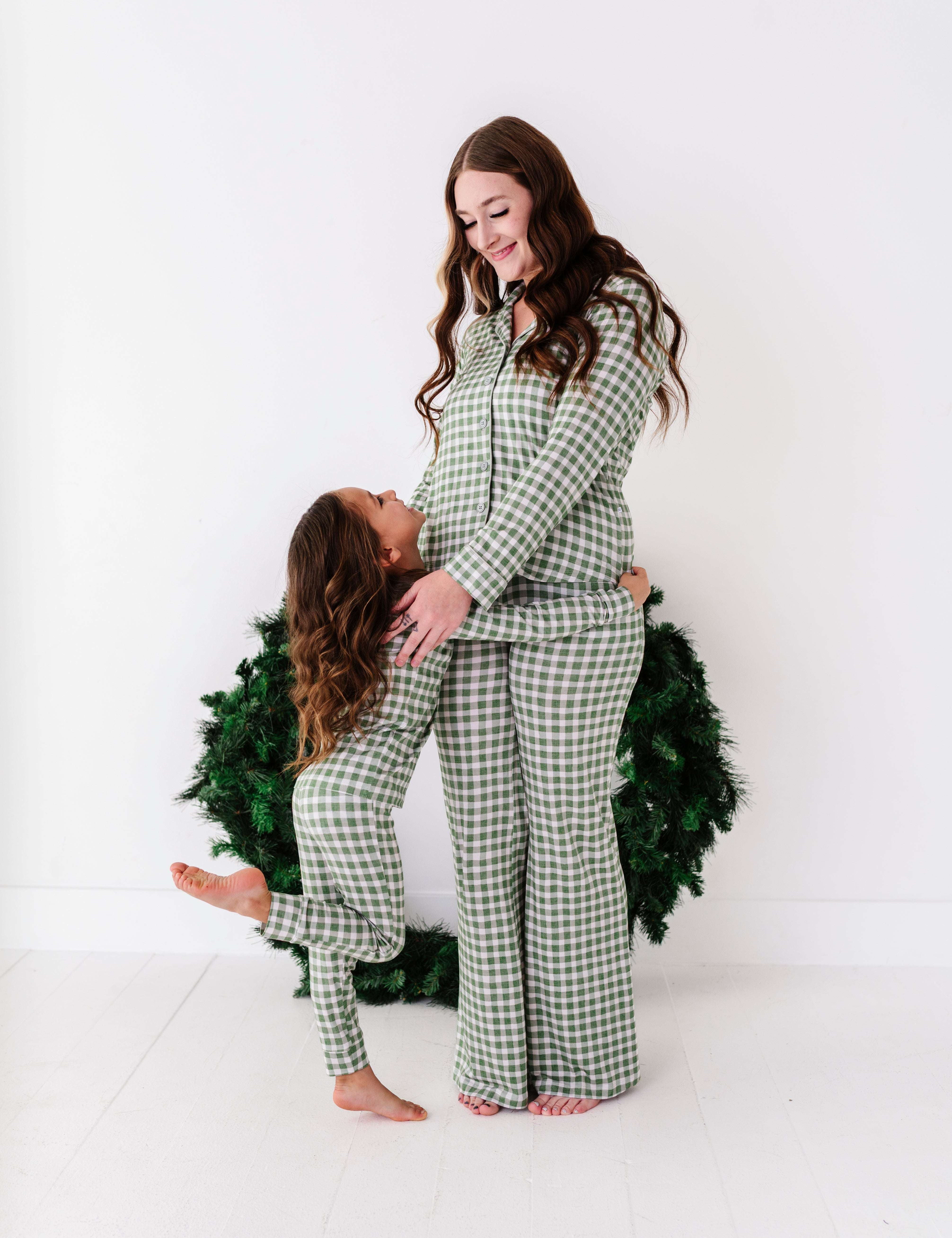Green Gingham Two Piece Pajama Set