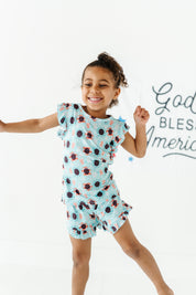 USA Sunglasses Ruffle Short Set