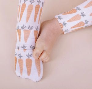 Neutral Carrot Convertible Footed Onesie