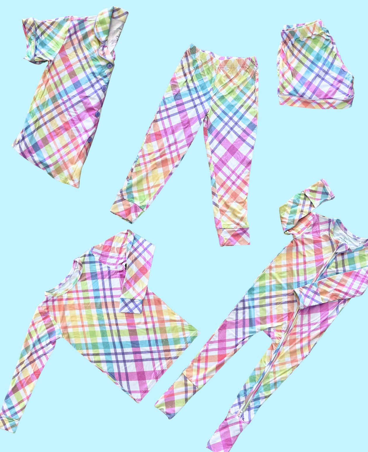 Pastel Plaid Zipper Onesie