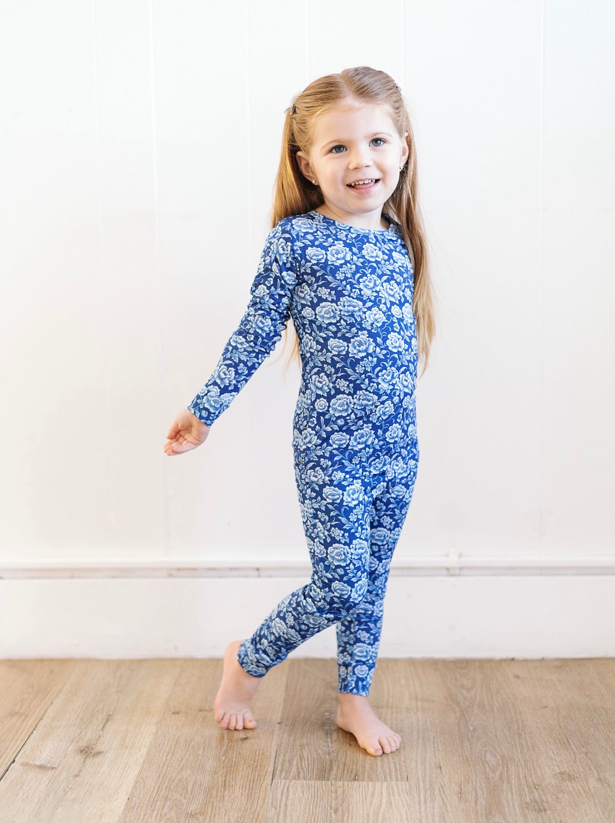 Blue Floral Two Piece Pajama Set