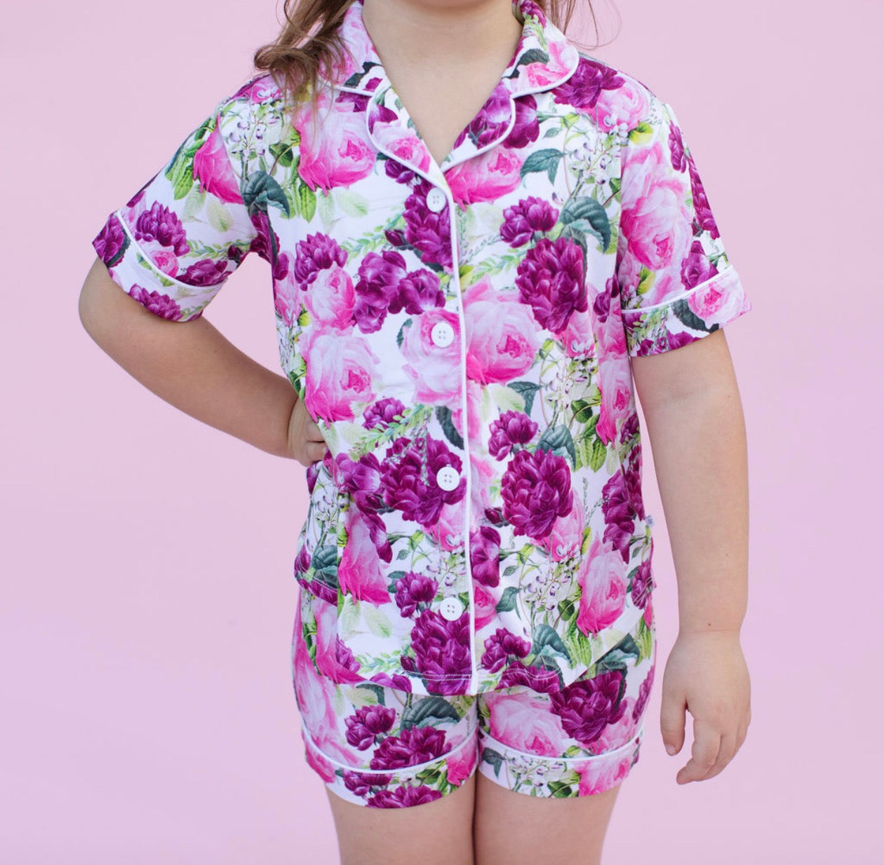 Purple Rose Garden Girls Short Set