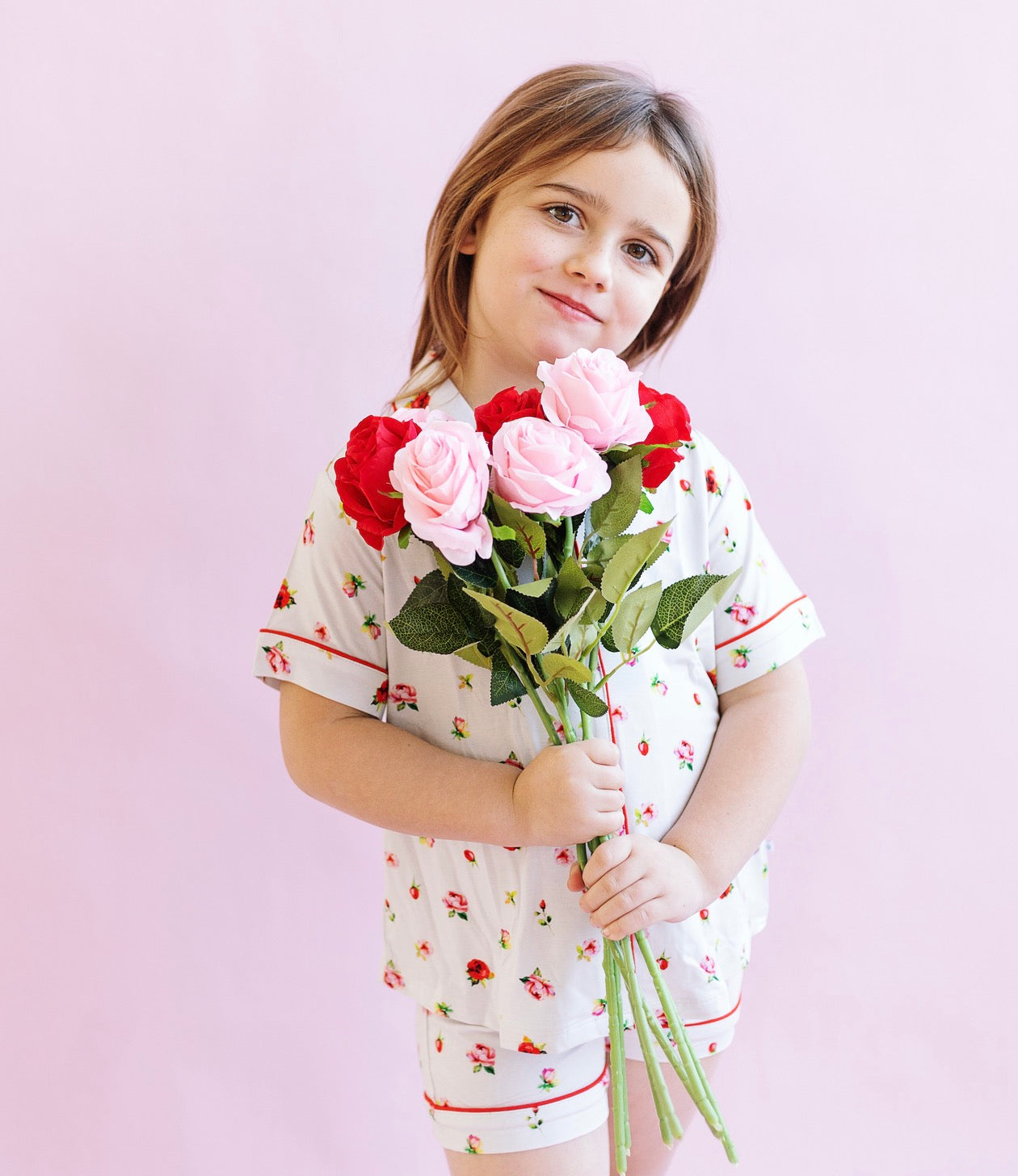 Roses Girls Button Up Short Set