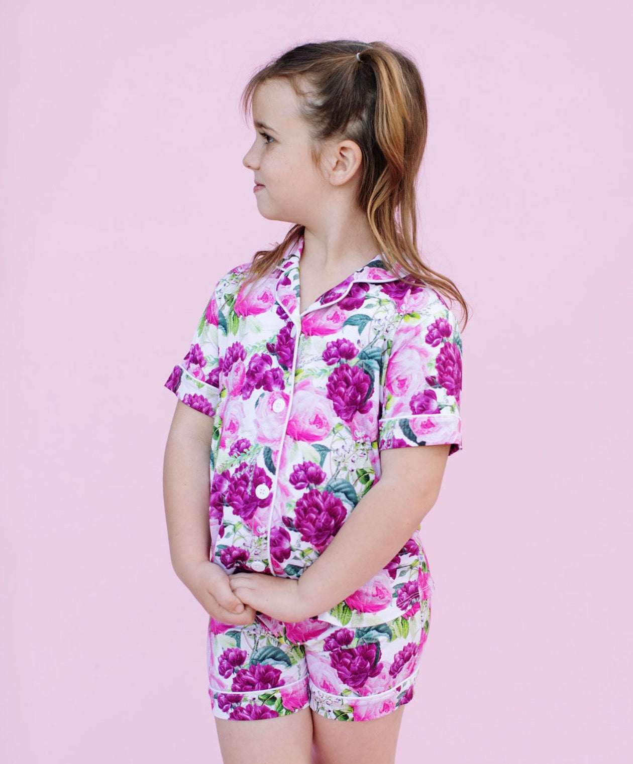 Purple Rose Garden Girls Short Set
