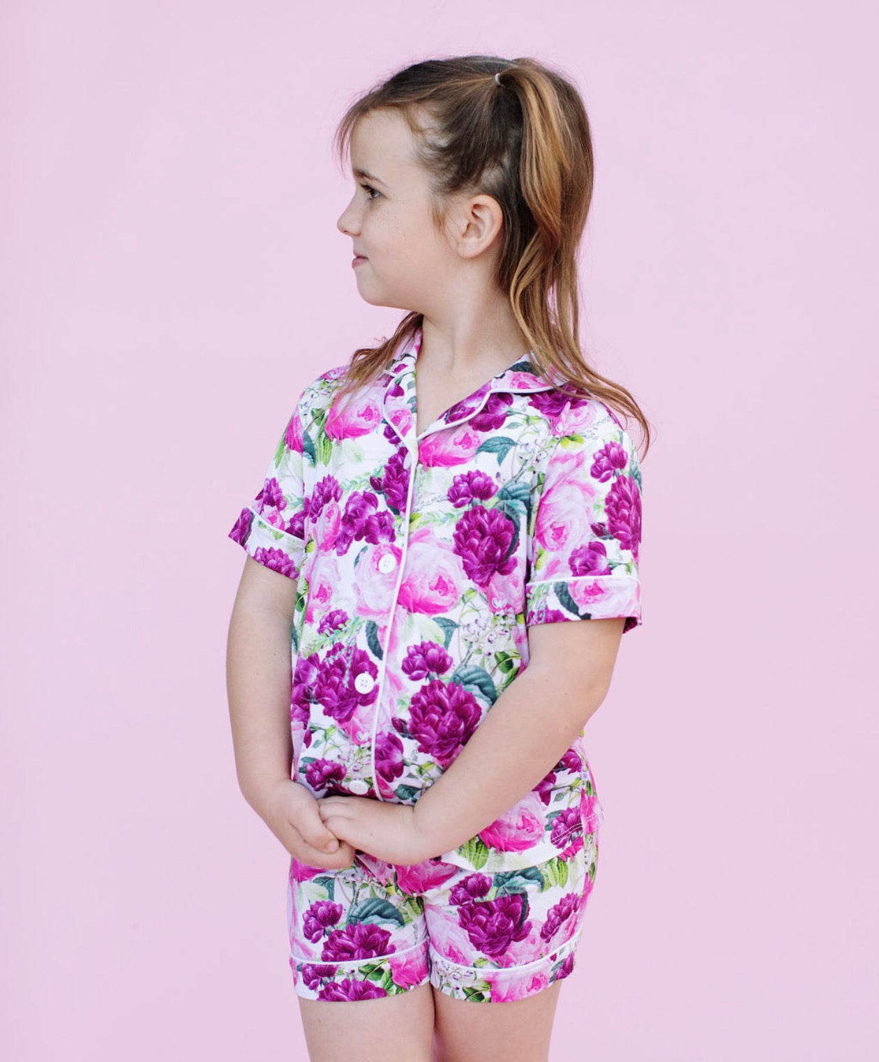 Purple Rose Garden Girls Short Set