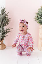 Load image into Gallery viewer, Pink Candy Cane Footed Onesie

