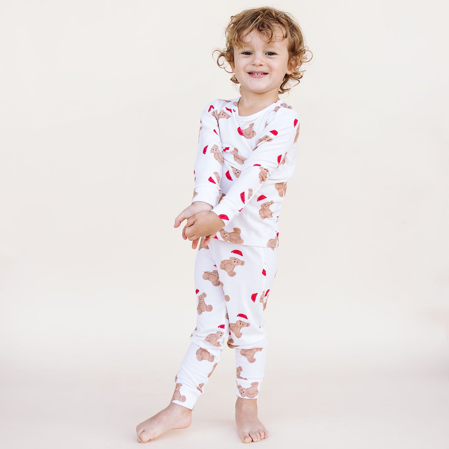 Santa Ribbed Bear Two-Piece Long Set