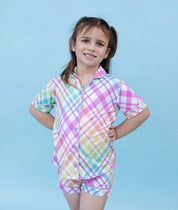 Pastel Girls Button Up Short Set