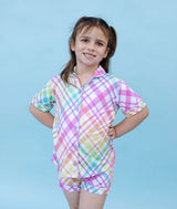 Pastel Girls Button Up Short Set